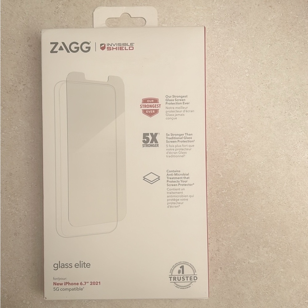 Zaag iPhone invisible shield glass phone protector for 14 Plus and 13 Pro Max.
